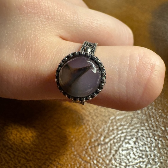 Sterling Silver and Agate Stone Ring - Picture 2 of 6